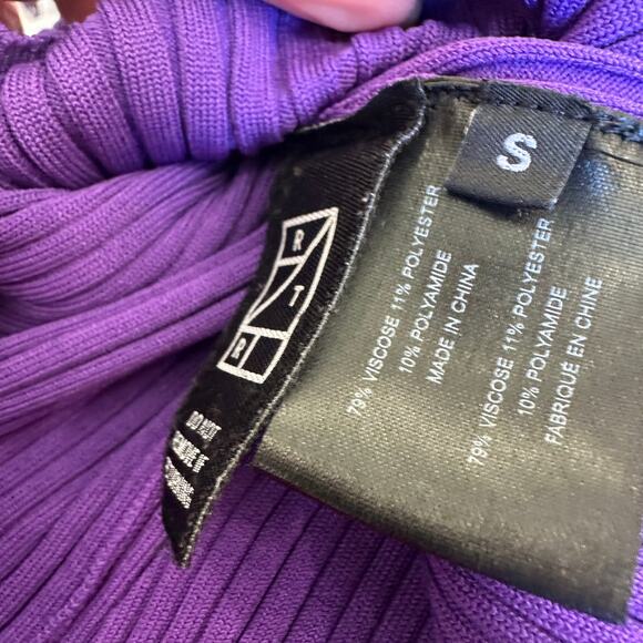 Proenza Schouler Purple Ribbed Zip Sweater Purple SMALL Bodycon Designer $990 - Picture 9 of 11